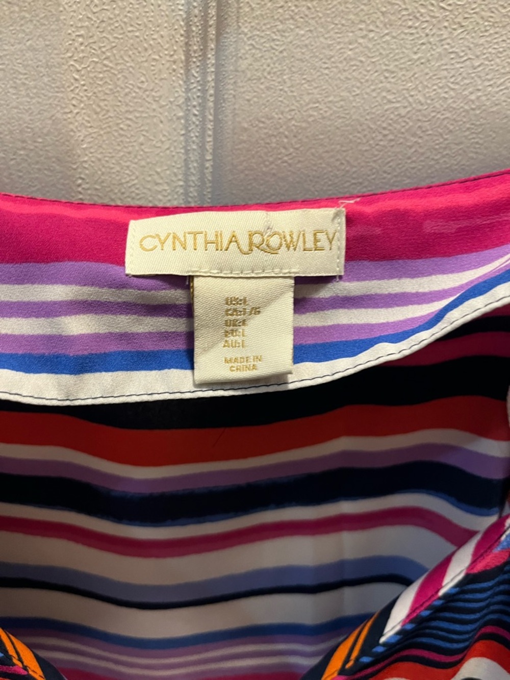 Cynthia Rowley Bright Striped Silk Top — Pink, Purple, Blue, Red, Black, White
